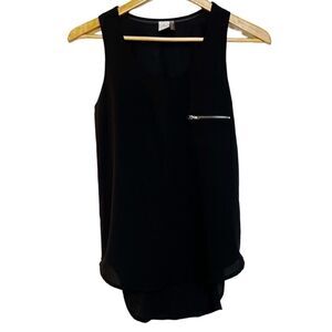 Paper Crane Zip Up Sides Blouse Tank Black Size Small